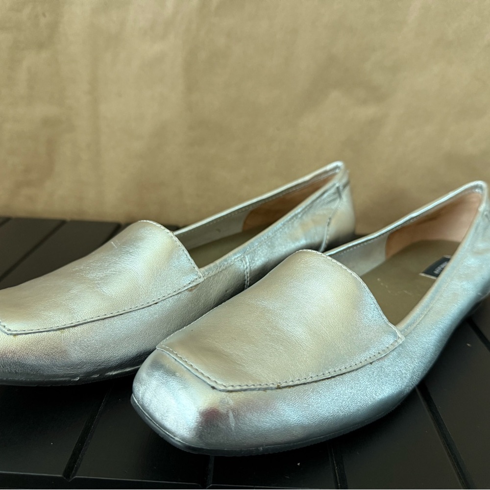 Metallic Silver Women's Loafers Array - image 1